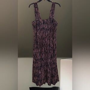 Chic Black & Pink Dots Fit & Flare Midi Dress-L?-EUC-Measurements in pics